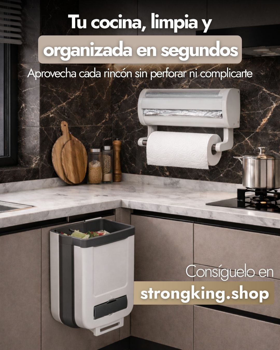 combo cortador de envolturas y basurera plegable