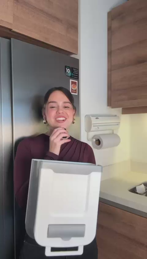 combo cortador de envolturas y basurera plegable